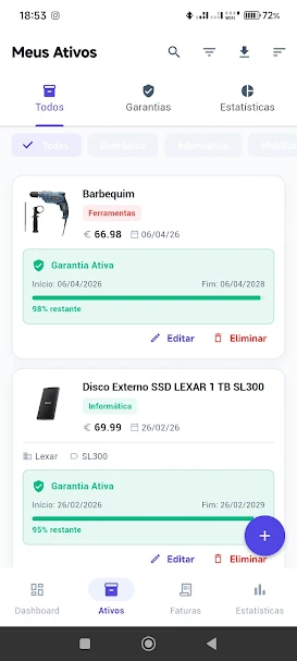 Lista de ativos